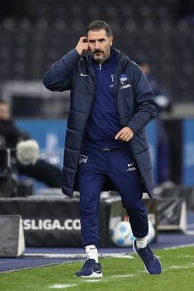 13 12 2024, xtgx, Soccer 2 Bundesliga, Hertha BSC Berlin SC Preussen Muenster emspor, v l Cristian Fiel Hertha, coach thoughtful disappointed, disappointed, looks disappointed, disappointed DFL DFB REGULATIONS PROHIBIT ANY USE OF PHOTOGRAPHS as IMAGE SEQUENCES and or QUASI VIDEO Berlin