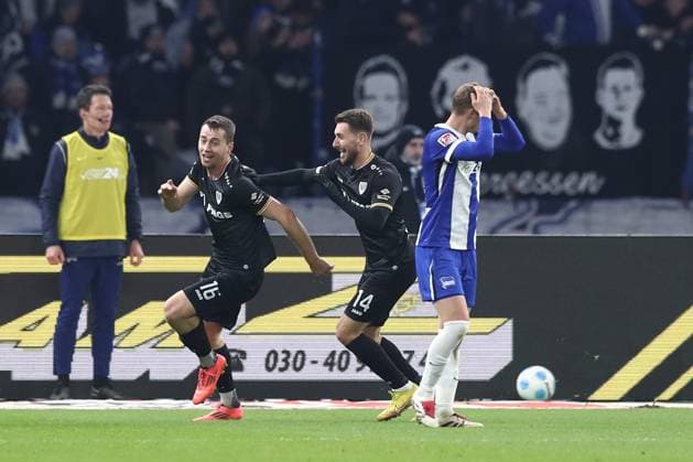 13 12 2024, xtgx, Fussball 2 Bundesliga, Hertha BSC Berlin SC Preussen Muenster emspor, v l Torge Paetow Münster, 16 Jubel, Torjubel, jubelt ueber das Tor, celebrate the goal, celebration DFL DFB REGULATIONS PROHIBIT ANY USE OF PHOTOGRAPHS as IMAGE SEQUENCES and or QUASI VIDEO Berlin