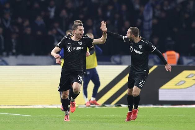 13 12 2024, xtgx, Fussball 2 Bundesliga, Hertha BSC Berlin SC Preussen Muenster emspor, v l Torge Paetow Münster, 16 Jubel, Torjubel, jubelt ueber das Tor, celebrate the goal, celebration DFL DFB REGULATIONS PROHIBIT ANY USE OF PHOTOGRAPHS as IMAGE SEQUENCES and or QUASI VIDEO Berlin