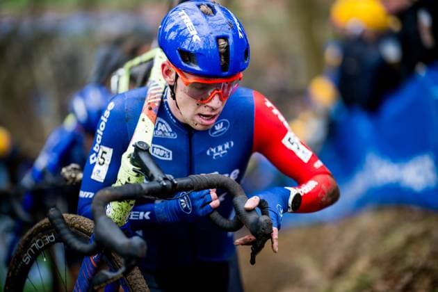 Dutch Pim Ronhaar pictured in action during the men s elite race at the Herentals Crosst cyclocross cycling event on Saturday 14 December 2024 in Herentals, stage 4 8 in the X2O Badkamers Trofee Veldrijden competition. JASPERxJACOBS  x108249340x
