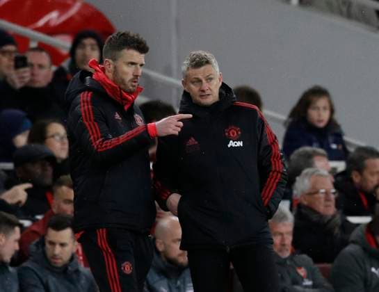 Arsenal v Manchester United, ManU - Premier League - Emirates Stadium March 10, 2019 - London, United Kingdom - Michael Carrick and Ole Gunnar Solskjaer manager of Manchester United disgusts the game during the Premier League match at The Emirates Stadium, London. Picture date: 10th March 2019. Picture credit should read: Darren Staples Sportimage London United Kingdom EDITORIAL USE ONLY Copyright: xx ZUMA-20190310_zaf_si1_122.jpg DarrenxStaplesx csmphototwo515258