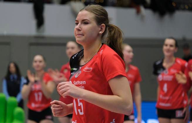 14 12 2024, MVP Dresden Marta Levinska, Volleyball, 1 Bundesliga, Dresdner SC VC Wiesbaden 3 1 c Dresden