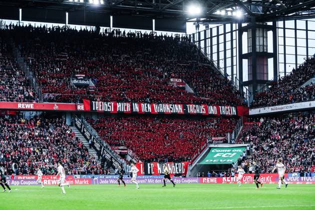Sport, Football, 2 Bundesliga Season 2024 2025 16 Matchday 1 FC Köln 1 FC Nürnberg 15 12 2024, RheinEnergieSTADION Fans 1 FC Nürnberg with a choreo before the match Köln RheinEnergieSTADION Nordrhein Westfahlen Germany