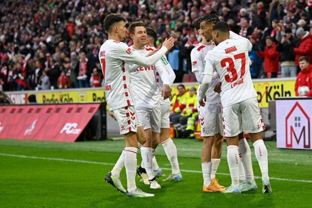 Koeln, Rheinenergiestadion, 15 12 24, GER, Herren, 2 Bundesliga, Saison 2024 2025, 1 FC Koeln 1 FC Nuernberg Bild Damion DOWNS Koeln jubilates after his goal for 1 0 DFL regulations prohibit any use of photographs as image sequences and or quasi video NRW Germany