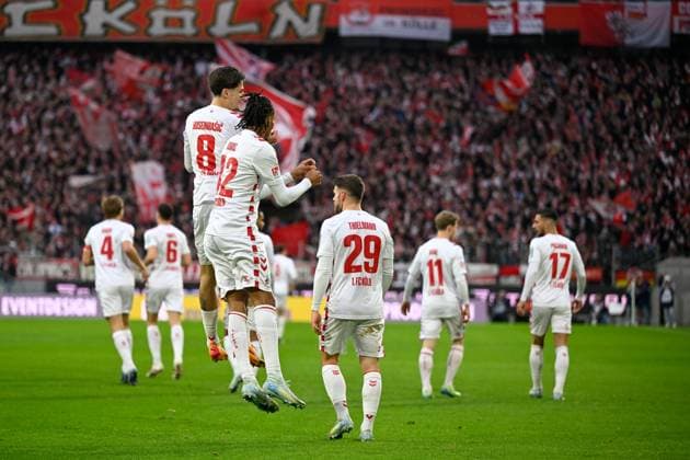 Koeln, Rheinenergiestadion, 15 12 24, GER, Herren, 2 Bundesliga, Saison 2024 2025, 1 FC Koeln 1 FC Nuernberg Bild Damion DOWNS Koeln jubilates after his goal for 1 0 DFL regulations prohibit any use of photographs as image sequences and or quasi video NRW Germany