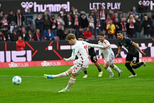 Koeln, Rheinenergiestadion, 15 12 24, GER, Herren, 2 Bundesliga, Saison 2024 2025, 1 FC Koeln 1 FC Nuernberg Bild Florian KAINZ Koeln macht das Tor zum 2 0 DFL regulations prohibit any use of photographs as image sequences and or quasi video NRW Germany