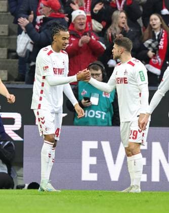 15 12 2024 Soccer season 2024 2025 2 Soccer Bundesliga 16 Matchday 1 FC Köln 1 FC Nürnberg FCN Club Sportfoto Zink DaMa xdaxmax DFL regulations prohibit any use of photographs as image sequences and or quasi video only for editorial use Jubel Freude Torjubel nach Tor zum 1 0 Damion Downs 42, FC Köln Jan Thielmann 29, FC Köln jubelt freut sich Torschütze Damion Downs 42, FC Köln