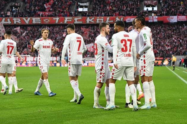 Damion Downs 1 FC Koeln celebrates after scoring his team™s first goal with teammates during the 2 Bundesliga match between 1 FC Köln and 1 FC Nürnberg at RheinEnergieStadion on December 15, 2024 in Cologne, Germany Germany Photo by Ralf Treese DeFodi Images Damion Downs 1 FC Koeln celebrates after scoring his team™s first goal with teammates during the 2 Bundesliga match between 1 FC Köln and 1 FC Nürnberg at RheinEnergieStadion on December 15, 2024 in Cologne, Germany Photo by Ralf Treese DeFodi Images DFB DFL REGULATIONS PROHIBIT ANY USE OF PHOTOGRAPHS AS IMAGE SEQUENCES AND OR QUASI VIDEO Defodi 521 KOEFCN20241215 019 Defodi-521 DFB DFL REGULATIONS PROHIBIT ANY USE OF PHOTOGRAPHS AS IMAGE SEQUENCES AND OR QUASI-VIDEO.