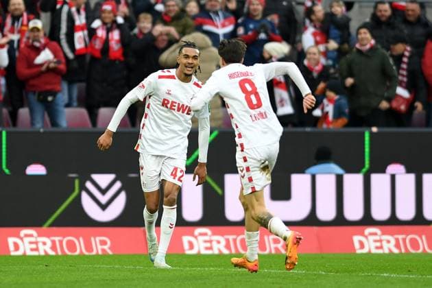 Damion Downs 1 FC Koeln and Denis Huseinbasic 1 FC Koeln celebrates after scoring his team™s third goal during the 2 Bundesliga match between 1 FC Köln and 1 FC Nürnberg at RheinEnergieStadion on December 15, 2024 in Cologne, Germany, Germany Photo by Ralf Treese DeFodi Images Damion Downs 1 FC Koeln and Denis Huseinbasic 1 FC Koeln celebrates after scoring his team™s third goal during the 2 Bundesliga match between 1 FC Köln and 1 FC Nürnberg at RheinEnergieStadion on December 15, 2024 in Cologne, Germany Photo by Ralf Treese DeFodi Images DFB DFL REGULATIONS PROHIBIT ANY USE OF PHOTOGRAPHS AS IMAGE SEQUENCES AND OR QUASI VIDEO Defodi 521 KOEFCN20241215 026 Defodi-521 DFB DFL REGULATIONS PROHIBIT ANY USE OF PHOTOGRAPHS AS IMAGE SEQUENCES AND OR QUASI-VIDEO.