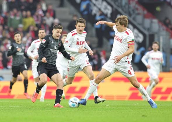 15 12 2024 Soccer season 2024 2025 2 Soccer Bundesliga 16 Matchday 1 FC Köln 1 FC Nürnberg FCN Club Sportfoto Zink DaMa xdaxmax DFL regulations prohibit any use of photographs as image sequences and or quasi video only for editorial use Stefanos Tzimas 9, 1 FC Nürnberg FCN Dominique Heintz 3, FC Köln Timo Hübers Huebers 4, FC Köln