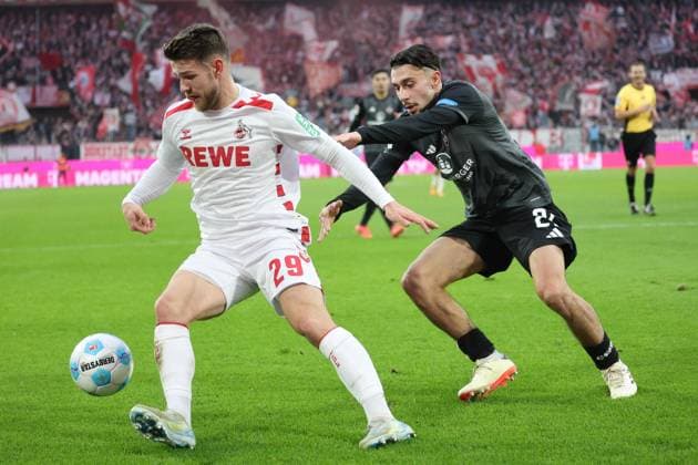 Jan Thielmann Koeln 29 , Olibver Viladsen Nuernberg 2 , GER, 1 FC Koeln vs 1 FC Nuernberg , 2 Soccer Bundesliga, Matchday 16, Season 2024 2025, 15 12 2024, DFL REGULATES PROHIBIT ANY USE OF PHOTOGRAPHS AS IMAGE SEQUENCES AND OR QUASI VIDEO, GER, 1 FC Koeln vs 1 FC Nuernberg , 2 Soccer Bundesliga, Matchday 16, Season 2024 2025, 15 12 2024 Koeln Copyright: xEibner-Pressefoto JoergxNiebergax EP_JNL