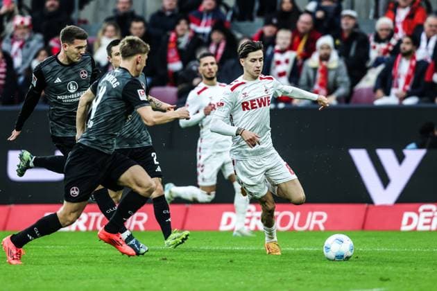 Sports, Football, 2 Bundesliga Season 2024 2025 16 Matchday 1 FC Köln 1 FC Nürnberg 15 12 2024, RheinEnergieSTADION Denis Huseinbasic 1 FC Köln, 8 Köln RheinEnergieSTADION Nordrhein Westfahlen Germany