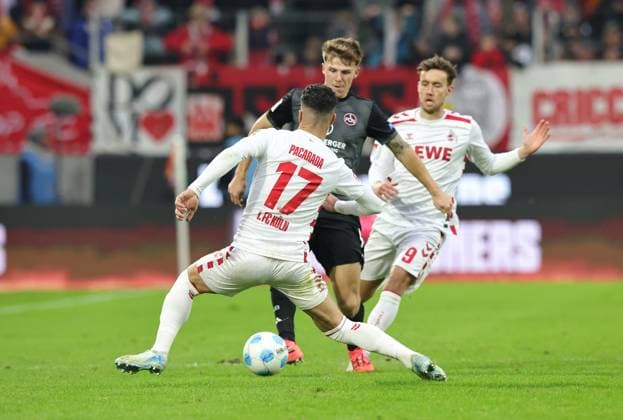 15 12 2024 Soccer season 2024 2025 2 Soccer Bundesliga 16 Matchday 1 FC Köln 1 FC Nürnberg FCN Club Sportfoto Zink DaMa xdaxmax DFL regulations prohibit any use of photographs as image sequences and or quasi video only for editorial use Leart Paqarada 17, FC Köln Finn Jeltsch 4, 1 FC Nürnberg FCN Luca Waldschmidt 9, FC Köln