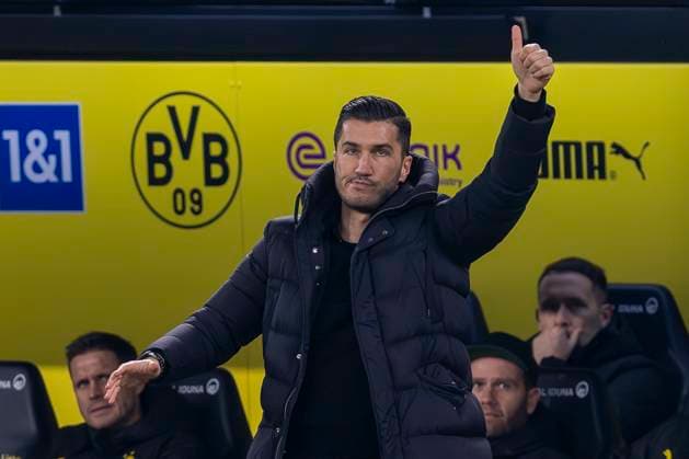 15 12 2024 Football Borussia Dortmund TSG Hoffenheim, Matchday 14 at Signal Iduna Park Dortmund coach Nuri Sahin gives the thumbs up IMPORTANT NOTE In accordance with the regulations of the DFL and the DFB, it is prohibited to use or have used photographs taken in the stadium and or of the match in the form of sequential images and or video-like photo series Copyright: xKirchner DavidxInderliedx