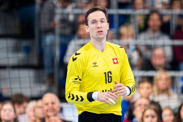 07 11 2024 Handball, mens international match, European Championship qualifier in Mannheim, Germany Switzerland Nikola Portner Switzerland Mannheim Baden Württemberg Germany SAP Arena
