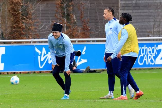 DEU, DFL, 2 FBL Hertha BSC, Training, 17 12 2024, Sportforum, Berlin, DEU, DFL, 2 FBL Hertha BSC, Training, im Bild Ibrahim Maza Hertha BSC Berlin 10 DFL regulations prohibit any use of Photographs as image sequences and or quasi video Foto Juergen Engler nordphoto GmbH nordphotoxGmbHx xEngler nph00076