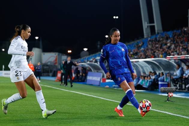 December 17, 2024, Valdebebas, Madrid, SPAIN: Mayra Ramirez of Chelsea in action during the UEFA WomenÃ¢â‚¬â ¢s Champions League, Group B, football match played between Real Madrid and Chelsea at Alfredo Di Stefano stadium on December 17, 2024, in Valdebebas, Madrid, Spain. Valdebebas SPAIN - ZUMAa181 20241217_zaa_a181_064 Copyright: xDennisxAgyemanx