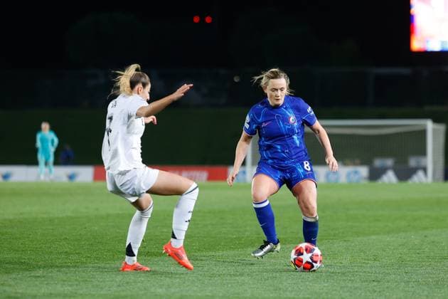 December 17, 2024, Valdebebas, Madrid, SPAIN: Erin Cuthbert of Chelsea in action during the UEFA WomenÃ¢â‚¬â ¢s Champions League, Group B, football match played between Real Madrid and Chelsea at Alfredo Di Stefano stadium on December 17, 2024, in Valdebebas, Madrid, Spain. Valdebebas SPAIN - ZUMAa181 20241217_zaa_a181_095 Copyright: xDennisxAgyemanx