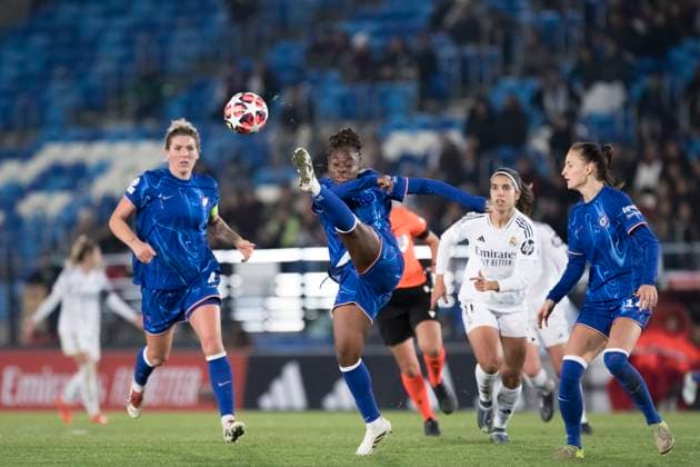 UEFA Women s Champions League - Real Madrid vs Chelsea MADRID, SPAIN -December 17:Sandy Baltimore of Chelsea in action during the UEFA Women s Champions League match between Real Madrid and Chelsea at Alfredo Di Stefano stadium in Madrid. (Photo by Guillermo Martinez) Madrid Alfredo Di Stefano Stadium Spain Copyright: xGuillermoxMartinezx