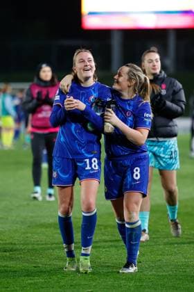 December 17, 2024, Valdebebas, Madrid, SPAIN: Wieke Kaptein of Chelsea and Erin Cuthbert of Chelsea celebrate the victory during the UEFA WomenÃ¢â‚¬â ¢s Champions League, Group B, football match played between Real Madrid and Chelsea at Alfredo Di Stefano stadium on December 17, 2024, in Valdebebas, Madrid, Spain. Valdebebas SPAIN - ZUMAa181 20241217_zaa_a181_187 Copyright: xDennisxAgyemanx