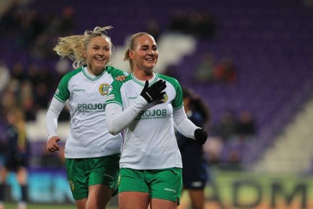 Vienna Austria, December 18th, 2024: Cathinka Tandberg (19 Hammarby) celebrates her goal during the UEFA Womens European Champions League match St Polten vs Hammarby at Viola Park Tom Seiss SPP (Tom Seiss SPP) Copyright: xTomxSeissx xSPPx spp-en-ToSeSp-20241217 St Polten vs Hammarby-6485