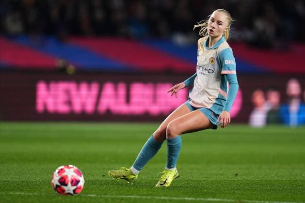 Laura Blindkilde Brown of Manchester City FC Barcelona, Barca v Manchester City. UEFA Women s Champions League match. Group D, date 6.Football, Lluis Companys Stadium, Barcelona, Spain - 18 December 2024 Editorial use only  Copyright: xBlanco Pressinphoto Shutterstockx 15016483v