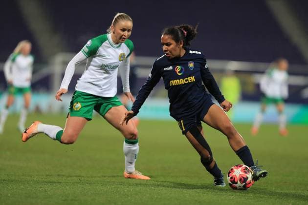 Vienna Austria, December 18th, 2024: Ella Touon (27 SKN St Polten) in action during the UEFA Womens European Champions League match St Polten vs Hammarby at Viola Park Tom Seiss SPP (Tom Seiss SPP) Copyright: xTomxSeissx xSPPx spp-en-ToSeSp-20241217 St Polten vs Hammarby-6417