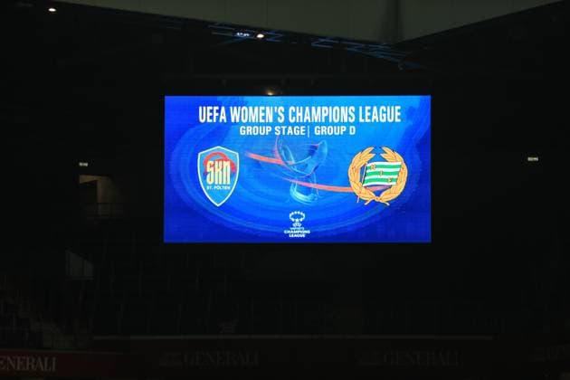 Vienna Austria, December 18th, 2024: Announcement board for the the UEFA Womens European Champions League match St Polten vs Hammarby at Viola Park Tom Seiss SPP (Tom Seiss SPP) Copyright: xTomxSeissx xSPPx spp-en-ToSeSp-20241217 St Polten vs Hammarby-6284