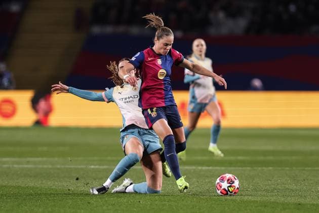 December 18, 2024, Barcelona, Barcelona, Spain: Ewa Pajor of FC Barcelona, Barca Femenino in action during the UEFA WomenÃ¢â‚¬â ¢s Champions League Group Stage MD6, football match played between FC Barcelona and Manchester City FC at Estafi Olimpic Lluis Companys on December 18, 2024 in Barcelona, Spain. Barcelona Spain - ZUMAa181 20241218_zaa_a181_038 Copyright: xJavierxBorregox