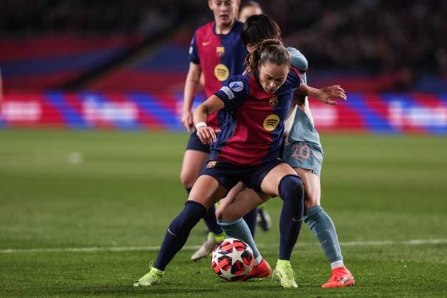 December 18, 2024, Barcelona, Barcelona, Spain: Ewa Pajor of FC Barcelona, Barca Femenino in action during the UEFA WomenÃ¢â‚¬â ¢s Champions League Group Stage MD6, football match played between FC Barcelona and Manchester City FC at Estafi Olimpic Lluis Companys on December 18, 2024 in Barcelona, Spain. Barcelona Spain - ZUMAa181 20241218_zaa_a181_046 Copyright: xJavierxBorregox