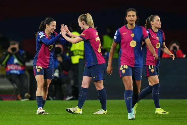 ESP: FC Barcelona, Barca v Manchester City. UEFA Women™s Champions League match. Aitana Bonmati of FC Barcelona celebrates with his teammate Alexia Putellas after scoring the 2-0 during the UEFA Women™s Champions League match, Group D, date 6, between FC Barcelona and Manchester City played at Lluis Companys Stadium on December 18, 2024 in Barcelona Spain. kpng Copyright: xBaguxBlancox xPRESSINPHOTOx PS_241218_BARW_MAN_078