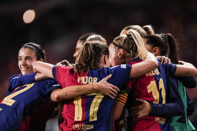 December 18, 2024, Barcelona, Barcelona, Spain: Alexia Putellas of FC Barcelona, Barca Femenino celebrates a goal with her teammates during the UEFA WomenÃ¢â‚¬â ¢s Champions League Group Stage MD6, football match played between FC Barcelona and Manchester City FC at Estafi Olimpic Lluis Companys on December 18, 2024 in Barcelona, Spain. Barcelona Spain - ZUMAa181 20241218_zaa_a181_061 Copyright: xJavierxBorregox