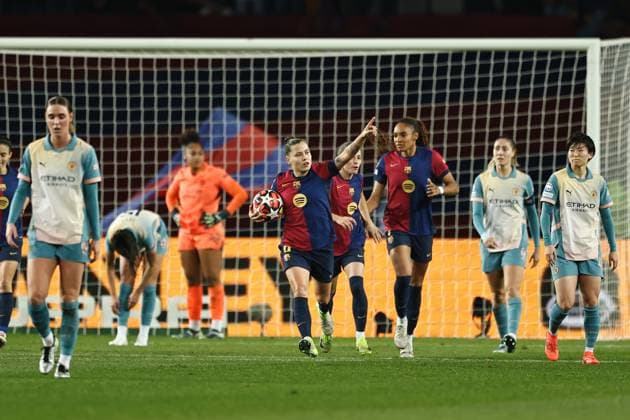 Claudia Pina (Barcelona), DECEMBER 18, 2024 - Football Soccer : Pina celebrate after her goal during UEFA Women s Champions League group stage Matchday 6 Group D match between FC Barcelon 3-0 Manchester City FC at the Estadi Olimpic Lluis Companys in Barcelona, Spain. Noxthirdxpartyxsales  (276541510)