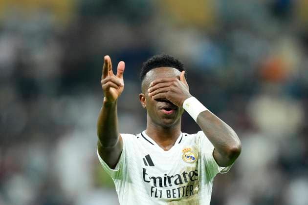 Sport Themen der Woche KW51 Sport Bilder des Tages Real Madrid v CF Pachuca - FIFA Intercontinental Cup Vinicius Junior left winger of Real Madrid and Brazil celebrates after scoring his sides first goal during the FIFA Intercontinental Cup final match between Real Madrid and C.F. Pachuca at Stadium Lusail Stadium on December 18, 2024 in Doha, Qatar. Doha Qatar  Copyright: xJosexBretonx originalFilename:bretonhernandez-realmadr241218_np3uM.jpg