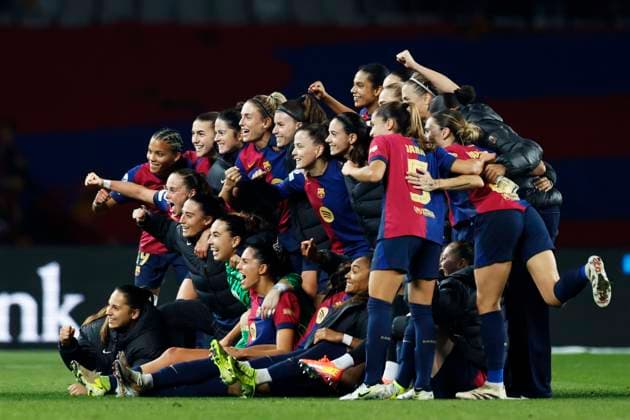 Barcelona team group, Mannschaftsbild, Totale (Barcelona), DECEMBER 18, 2024 - Football Soccer : UEFA Women s Champions League group stage Matchday 6 Group D match between FC Barcelona, Barca 3-0 Manchester City FC at the Estadi Olimpic Lluis Companys in Barcelona, Spain. Noxthirdxpartyxsales  (276551543)