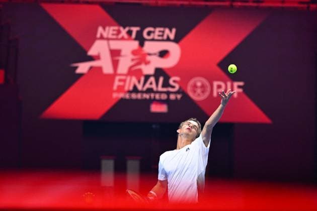 NextGen ATP, Tennis Herren Finals First Round - Jeddah Luca Van Assche (FRA) during his first round match at the 2024 NextGen ATP Finals in Jeddah, Saudi Arabia on December 18, 2024. Photo by Corinne Dubreuil ABACAPRESS.COM Jeddah Saudi Arabia  Copyright: xDubreuilxCorinne ABACAx