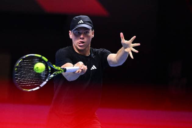 NextGen ATP, Tennis Herren Finals First Round - Jeddah Alex Michelsen (USA) during his first round match at the 2024 NextGen ATP Finals in Jeddah, Saudi Arabia on December 18, 2024. Photo by Corinne Dubreuil ABACAPRESS.COM Jeddah Saudi Arabia  Copyright: xDubreuilxCorinne ABACAx