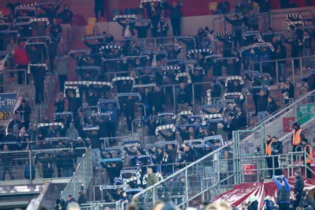 GER, 2 FBL Fortuna Duesseldorf vs 1 FC Magdeburg 20 12 2024, Merkur Spiel Arena, Duesseldorf, GER, 2 FBL Fortuna Duesseldorf vs 1 FC Magdeburg, in the picture fans Magdeburg many have already left because of the attack in the city nordphotoxGmbHx xMeuter nph00351