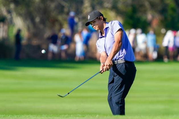 December 20, 2024, Orlando, Florida, USA: Charlie Woods chips on to the 18th green at the PNC Championship Pro-Am at the Ritz-Carlton Golf Club. Orlando USA - ZUMAw109 20241220_fap_w109_004 Copyright: xDebbyxWongx