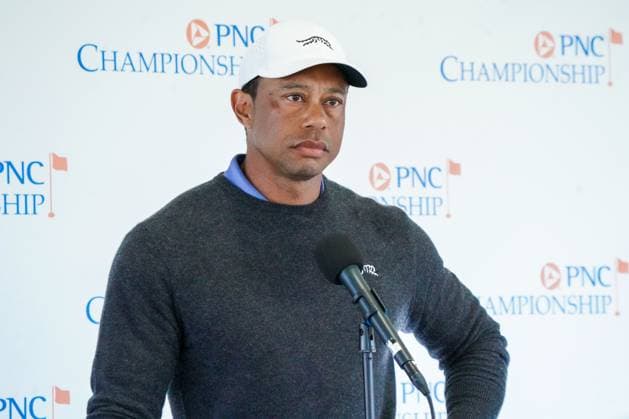 December 20, 2024, Orlando, Florida, USA: Tiger Woods speaks to the media after the PNC Championship Pro-Am at the Ritz-Carlton Golf Club. Orlando USA - ZUMAw109 20241220_fap_w109_008 Copyright: xDebbyxWongx