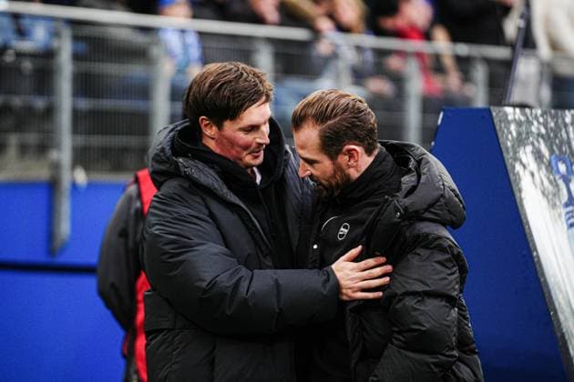 Merlin Polzin Hamburger SV, Co Coach , Jan Siewert SpVgg Greuther Fuerth, Coach GER, Hamburger SV vs SpVgg Greuther Fuerth, Football, 2 Bundesliga, Matchday 17, Season 2024 2025, 21 12 2024 DFL REGULATIONS PROHIBIT ANY USE OF PHOTOGRAPHS AS IMAGE SEQUENCES AND OR QUASI VIDEO GER, Hamburger SV vs SpVgg Greuther Fuerth, Football, 2 Bundesliga, Matchday 17, Season 2024 2025, 21 12 2024 Hamburg Copyright: xEibner-Pressefoto MarcelxvonxFehrnx EP_MFN