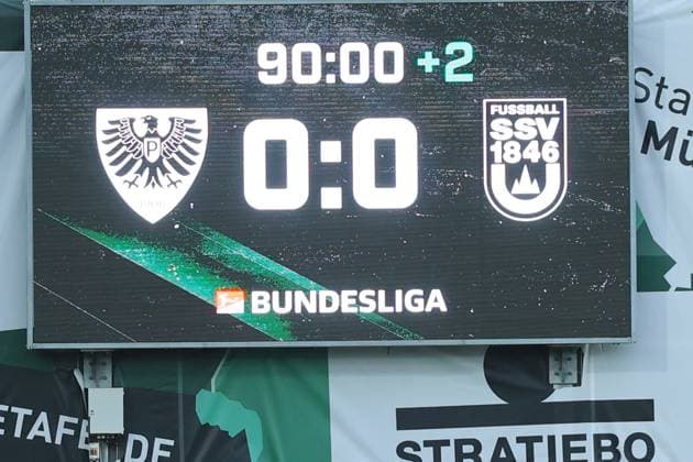 Final score GER, Preussen Muenster vs SSV Ulm 1846, Football, 2 Liga, Matchday 17, Season 2024 2025, 21 12 2024 DFL REGULATIONS PROHIBIT ANY USE OF PHOTOGRAPHS AS IMAGE SEQUENCES AND OR QUASI VIDEO GER, Preussen Muenster vs SSV Ulm 1846, Football, 2 Liga, Matchday 17, Season 2024 2025, 21 12 2024 Muenster Copyright: xEibner-Pressefoto FrankxZeisingx EP_FZG