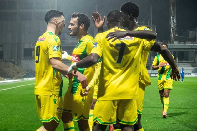 FOOTBALL : Drancy vs FC Nantes - Coupe de France - 32e de Finale - 21 12 2024 Joie des joueurs du Fc Nantes aprÃ s le but de Matthis Abline (FC NANTES) Saint OuenFrance  Copyright: xBaptistexAutissierx