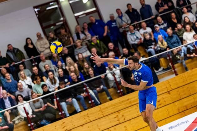 22 12 2024, GER, Volleyball, 2 BL Maenner Sued, Season 2024 2025, Blue Volleys Gotha TSV Muehldorf Dominik Duchac Blue Volleys Gotha 99867 Gotha Sporthalle Sportanlage Ernesti Thüringen Germany