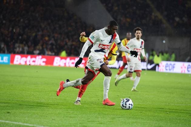 FOOTBALL : RC Lens vs Paris Saint-Germain - Coupe de France 32e de finale - 22 12 2024 Ousmane DEMBELE (PSG) lors du match RC Lens - Paris Saint-Germain, Coupe de France 32e de finale, stade Bollaert-Delelis, le 22 dÃ cembre 2024  Copyright: xLaurentxSANSONx xPsnewZx