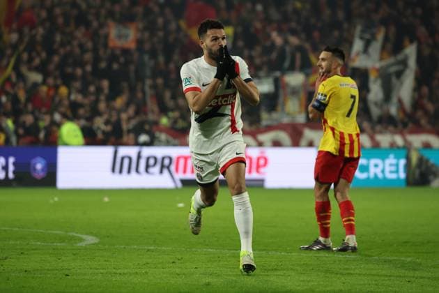 FOOTBALL : RC Lens vs Paris Saint-Germain - Coupe de France 32e de finale - 22 12 2024 But du PSG de Goncalo RAMOS (PSG) lors du match RC Lens - Paris Saint-Germain, Coupe de France 32e de finale, stade Bollaert-Delelis, le 22 dÃ cembre 2024  Copyright: xLaurentxSANSONx xPsnewZx