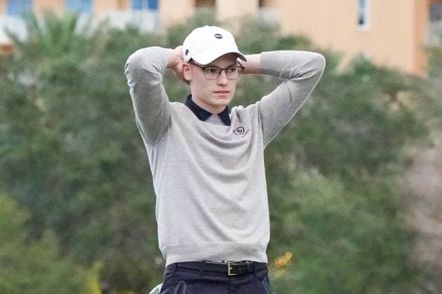 December 22, 2024, Orlando, Florida, USA: Jason Langer shows anticipation while watching his father, Bernhard Langer (not pictured) make a winning putt on the 18th green during the final round of the PNC Championship at the Ritz-Carlton Golf Club. Orlando USA - ZUMAw109 20241222_fap_w109_002 Copyright: xDebbyxWongx
