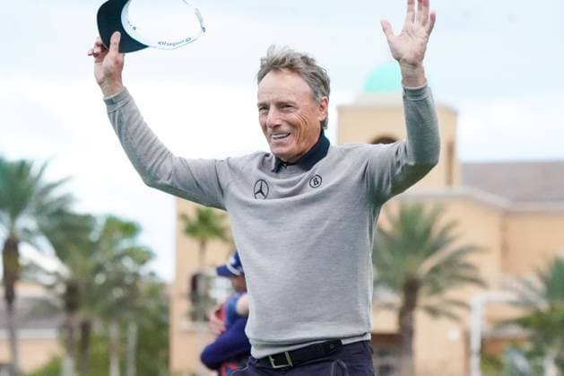 December 22, 2024, Orlando, Florida, USA: Bernhard Langer celebrates after making the winning putt on the 18th green during the final round of the PNC Championship at the Ritz-Carlton Golf Club. Orlando USA - ZUMAw109 20241222_fap_w109_008 Copyright: xDebbyxWongx