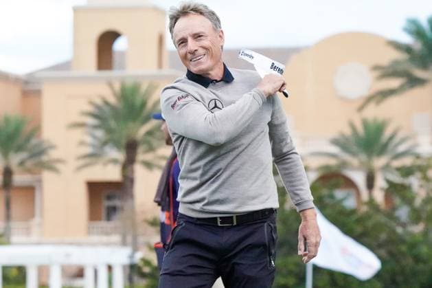 December 22, 2024, Orlando, Florida, USA: Bernhard Langer celebrates after making the winning putt on the 18th green during the final round of the PNC Championship at the Ritz-Carlton Golf Club. Orlando USA - ZUMAw109 20241222_fap_w109_012 Copyright: xDebbyxWongx