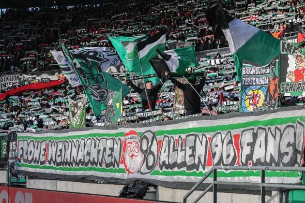 2 Bundesliga Hannover 06 Hertha BSC Berlin on 22 12 2024 at the HDI Arena in Hannover The Hannover 96 fans in the lower tier with a banner saying Merry Christmas all 96 fans MH